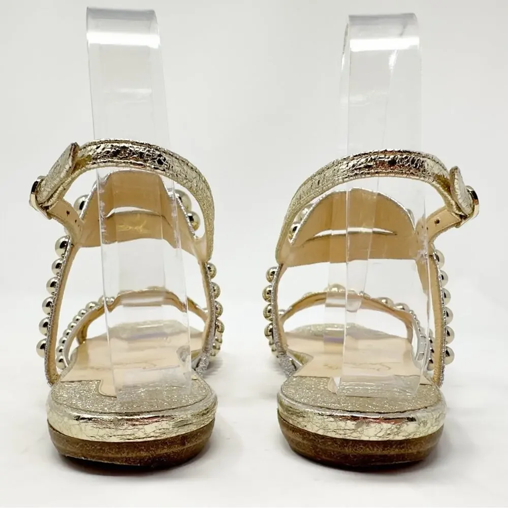 Christian Louboutin Galeria Gold Studded Flat Sandals Womens Size EU 36